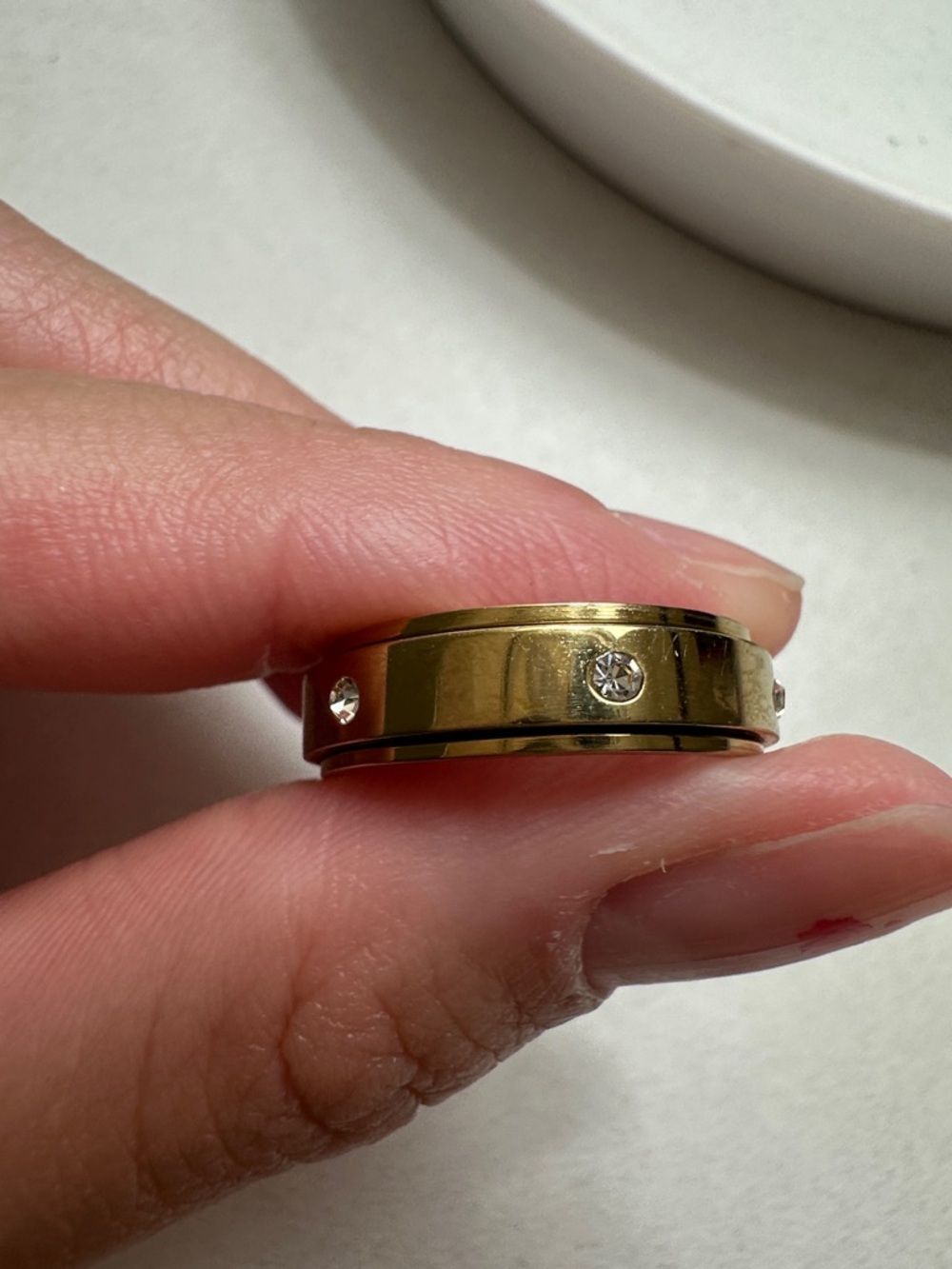Gold Tone Crystal Accent Wide Band Ring - Women Jewelry - Picture 2 of 2